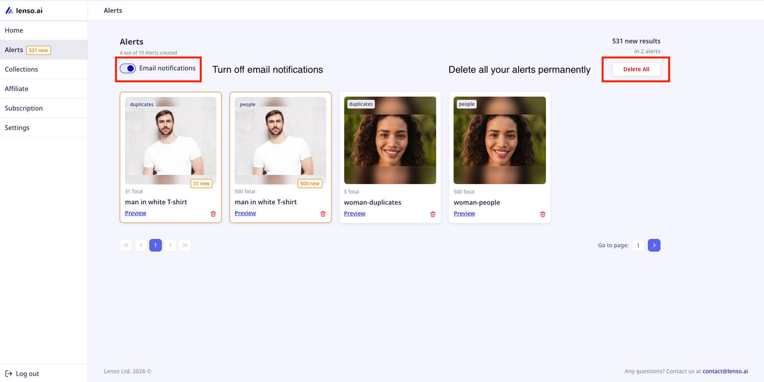 alerts actions