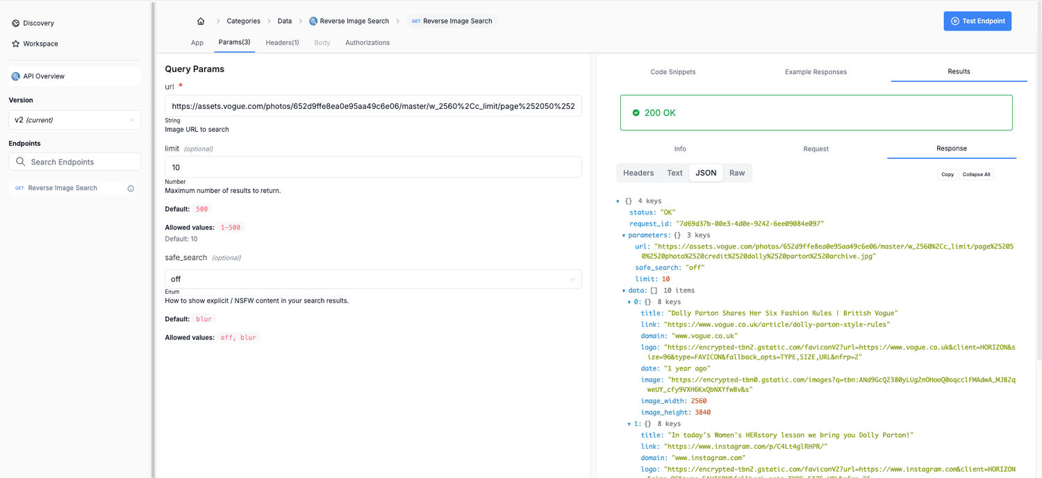 Reverse Image Search API