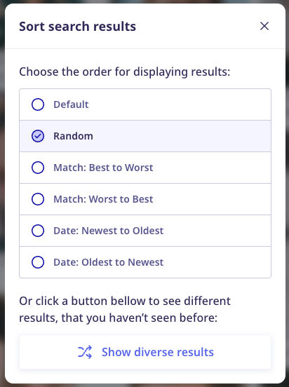 sorting popup