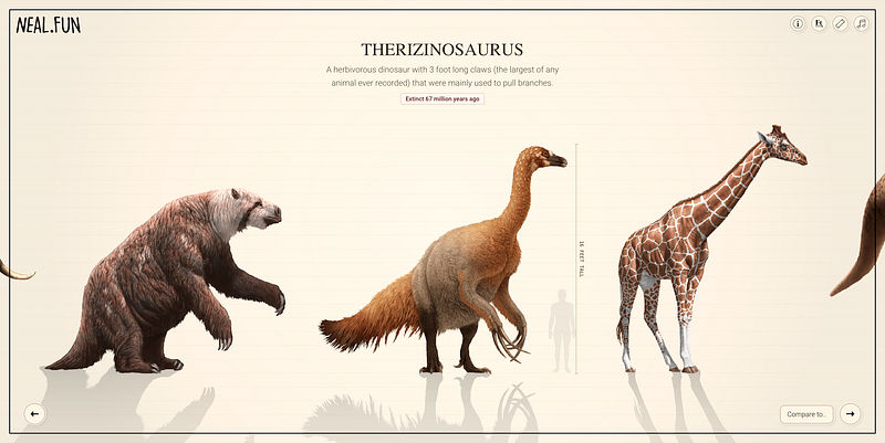 Screenshot of Neal.fun Size of Life comparing animal sizes