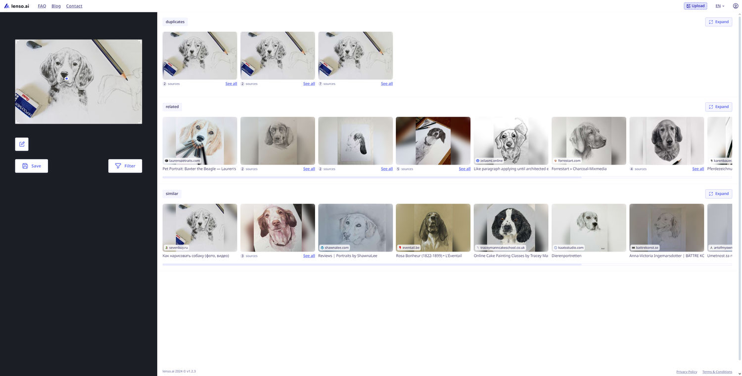 Reverse image search drawings