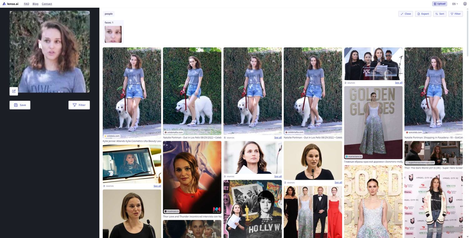 Reverse image search celebrities